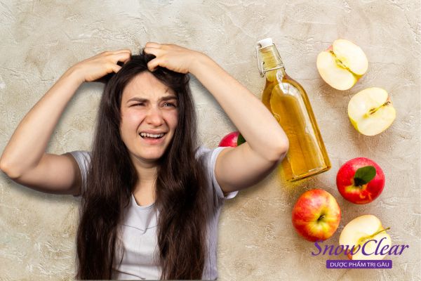 Axit Acetic trong giấm táo có tác dụng điều trị các nguyên nhân ngứa da đầu
