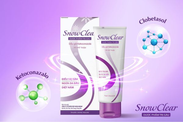 Snowclear chứa ketoconazole và clobetasol giúp kháng viêm, tăng sinh và giảm mụn trên da đầu