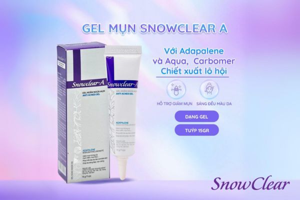 Gel trị mụn SnowClear có chứa Hyaluronic acid và hoạt chất trị mụn adapalene