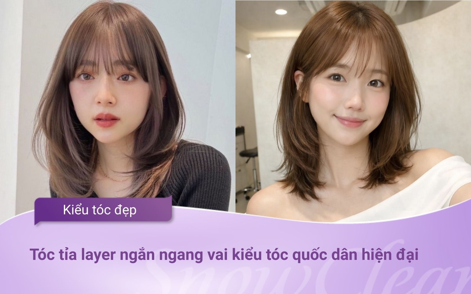 Tóc tỉa layer ngắn ngang vai kiểu tóc quốc dân hiện đại